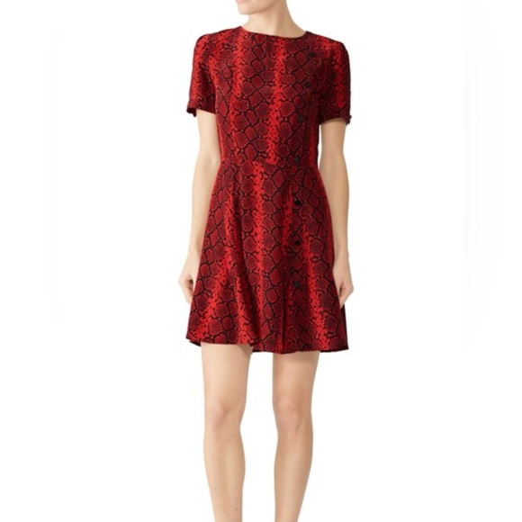The Kooples Size 3 snakeskin print fit-and-flare red dress - Picture 1 of 3